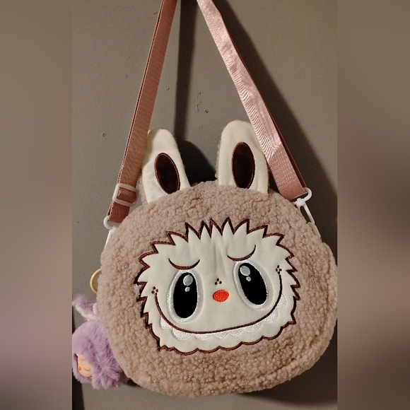 POP MART Handbags - Labubu Pink Plush Crossbody Bag Adult Size & ZiZi Keychain (12"H×10"L) BNWOT